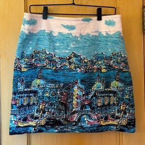 Talbots Venice Painting Skirt Lined Size 10p